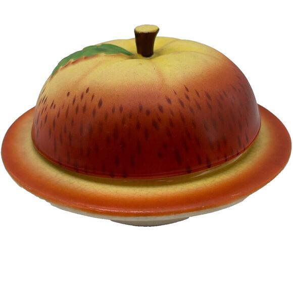 Vintage Maruhonware Red Apple Jam Jar Hand Painted Japan Autumn Season Kitchen - Picture 1 of 10